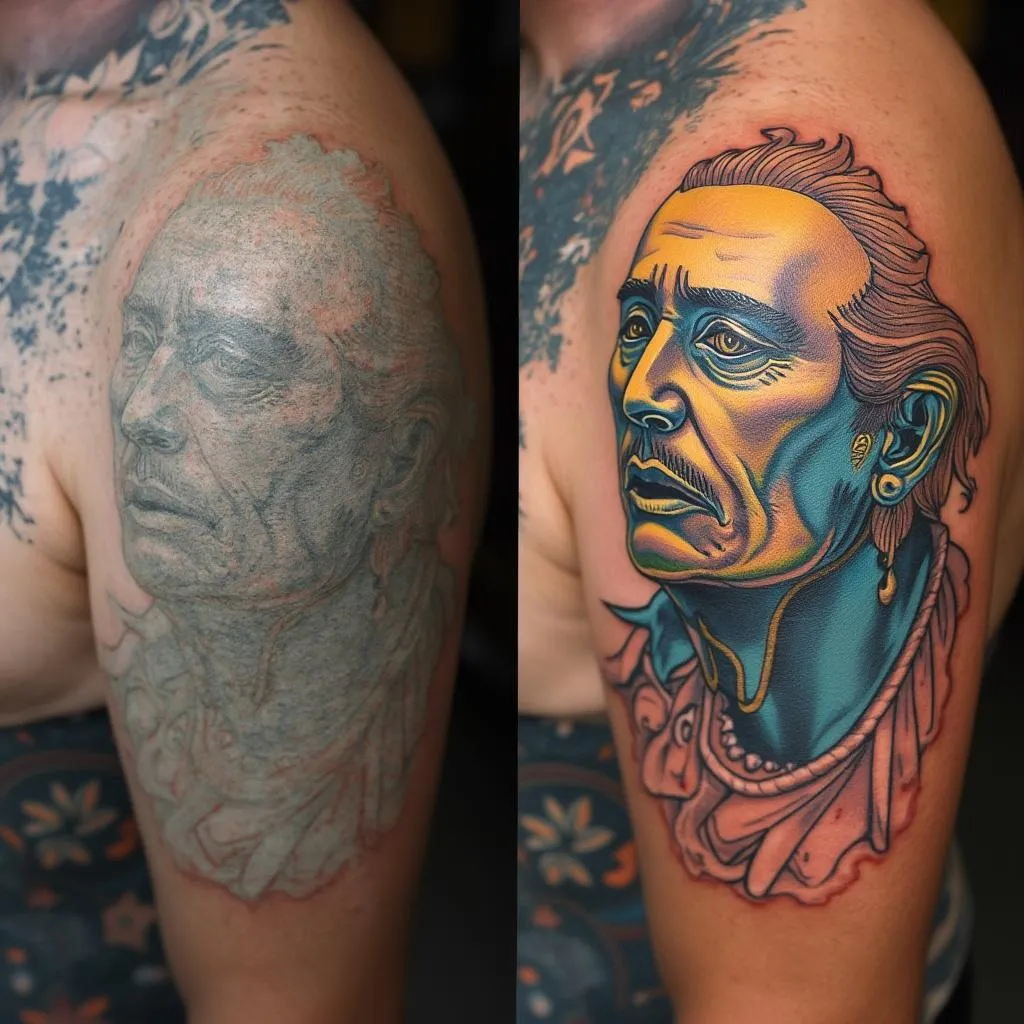Restauración y mejora de tatuaje antiguo