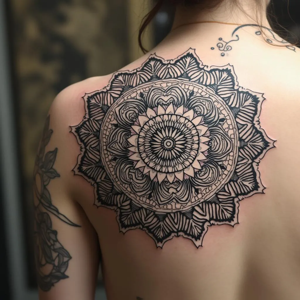Tatuaje mandala blackwork
