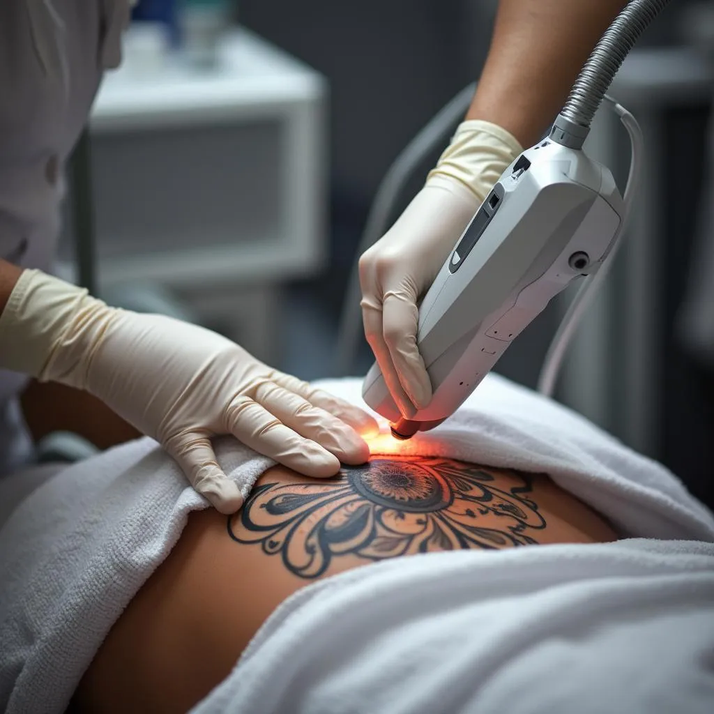 Proceso de eliminación de tatuaje con láser